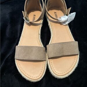 JustFab Tan Espadrille Sandals